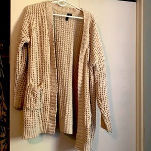 Tan large knit cardigan